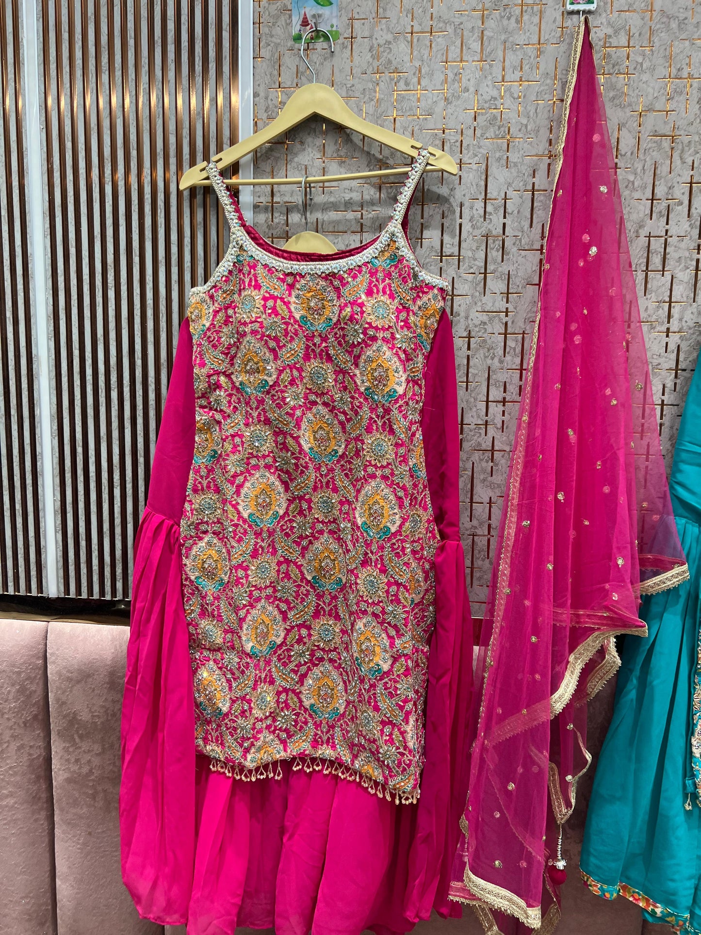 Designer pink Shrug dress