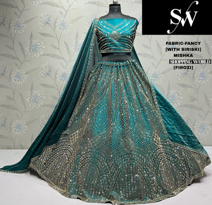 Pretty Firozi Fancy Siroski Lehenga stone work