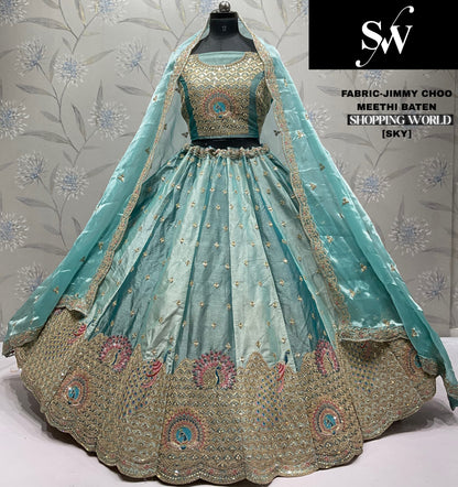 Majestic Sky blue peacock Jimmy Choo Lehenga