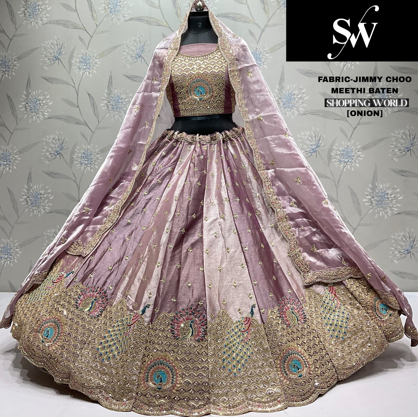 Majestic Sky blue peacock Jimmy Choo Lehenga