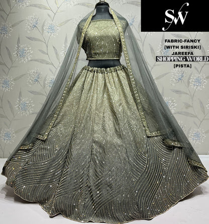 Attractive pista green Fancy Lehenga stone work