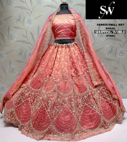 Khoobsurat Pista green Twill net Lehenga