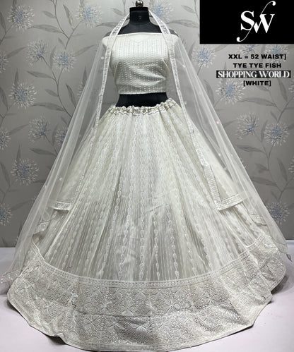 Fantastic white xxl upto 52 waist Lehenga