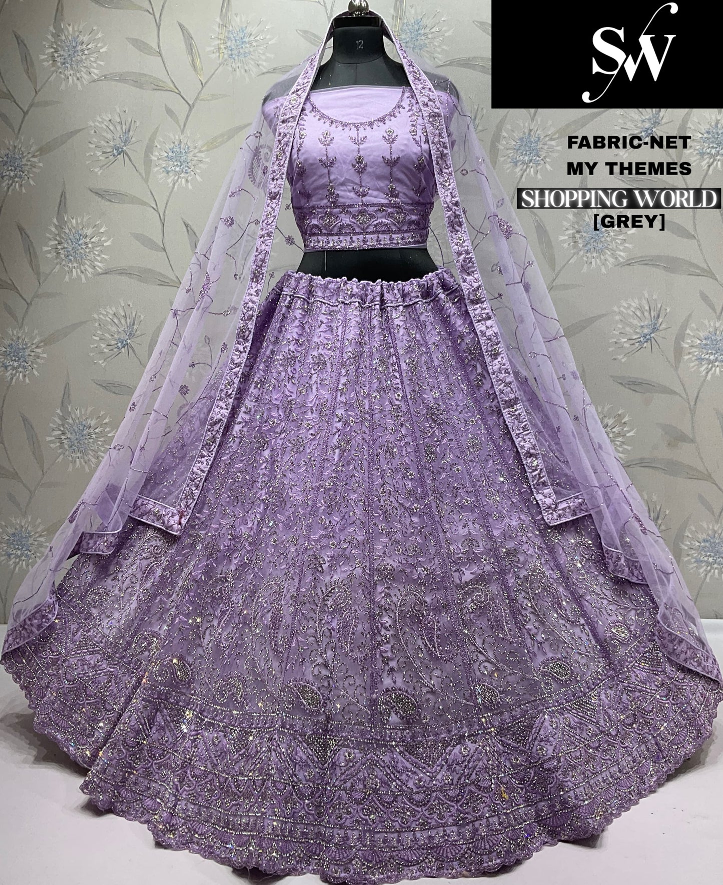 Astonishing lavender net Lehenga