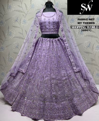 Astonishing lavender net Lehenga