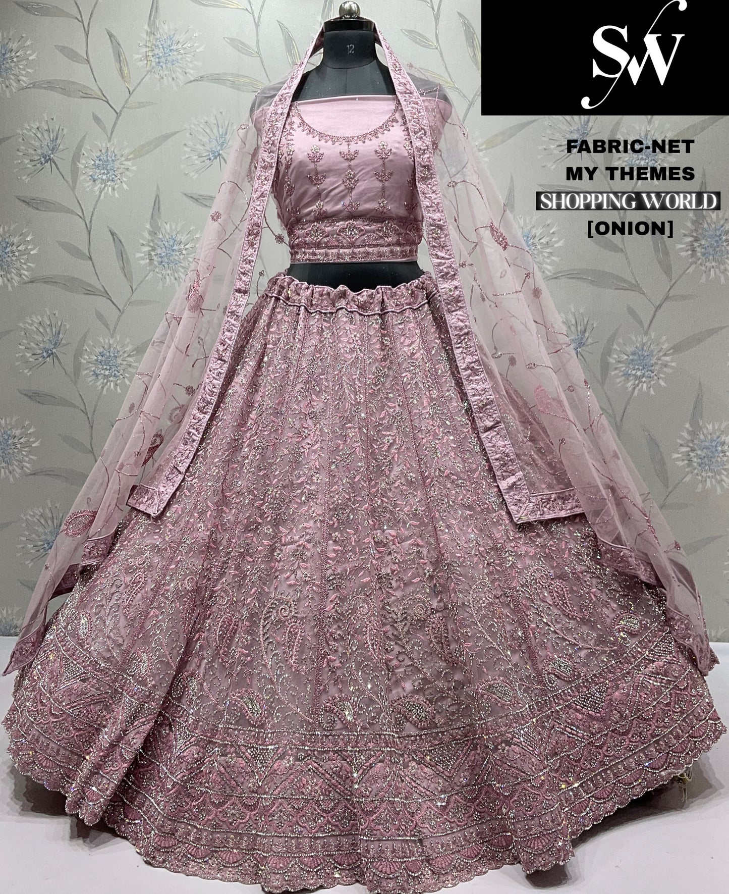 Astonishing lavender net Lehenga