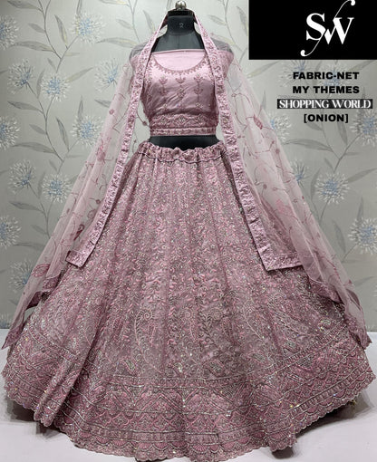 Astonishing lavender net Lehenga