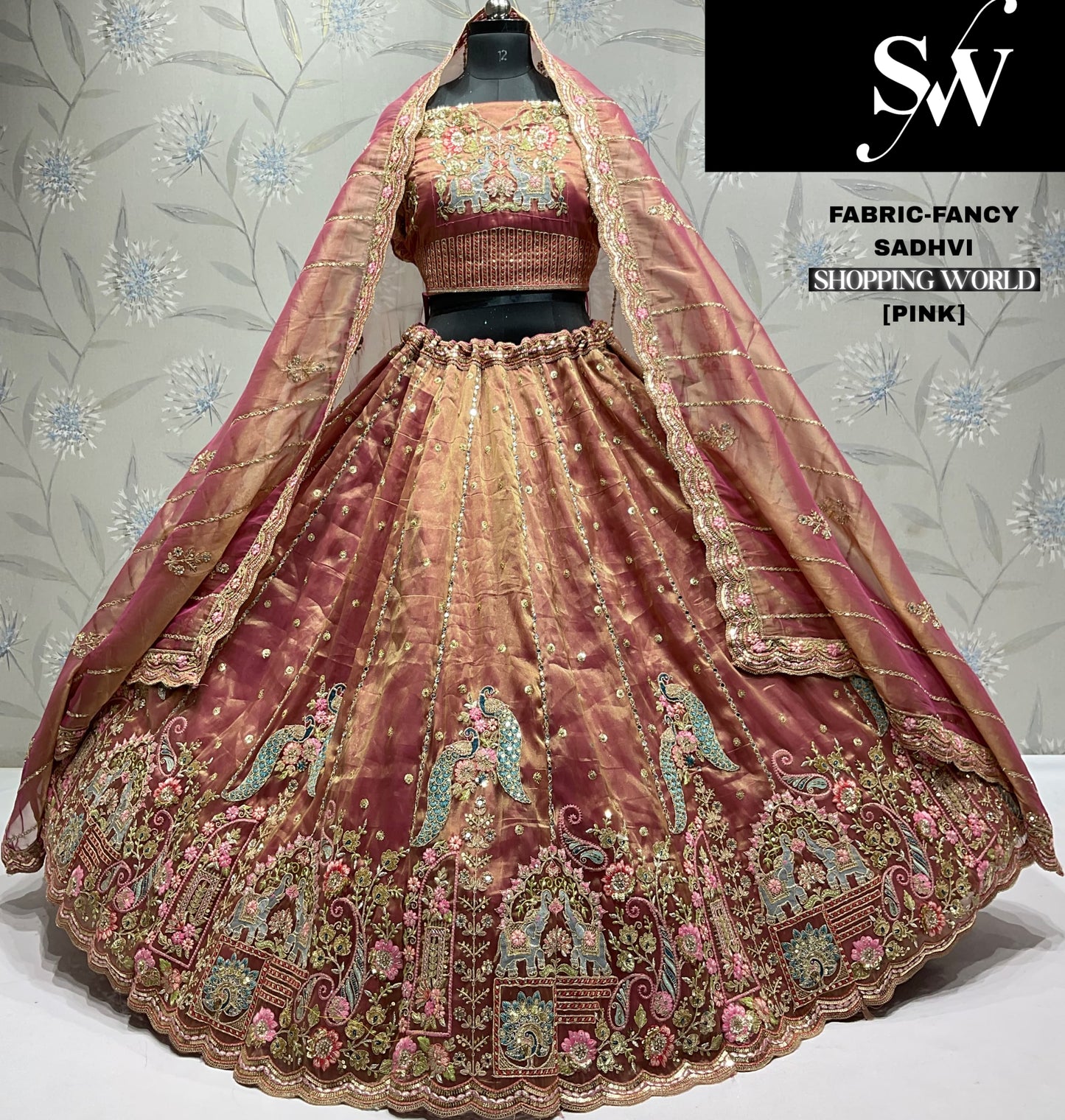 Elegant Sky green peacock Fancy Lehenga