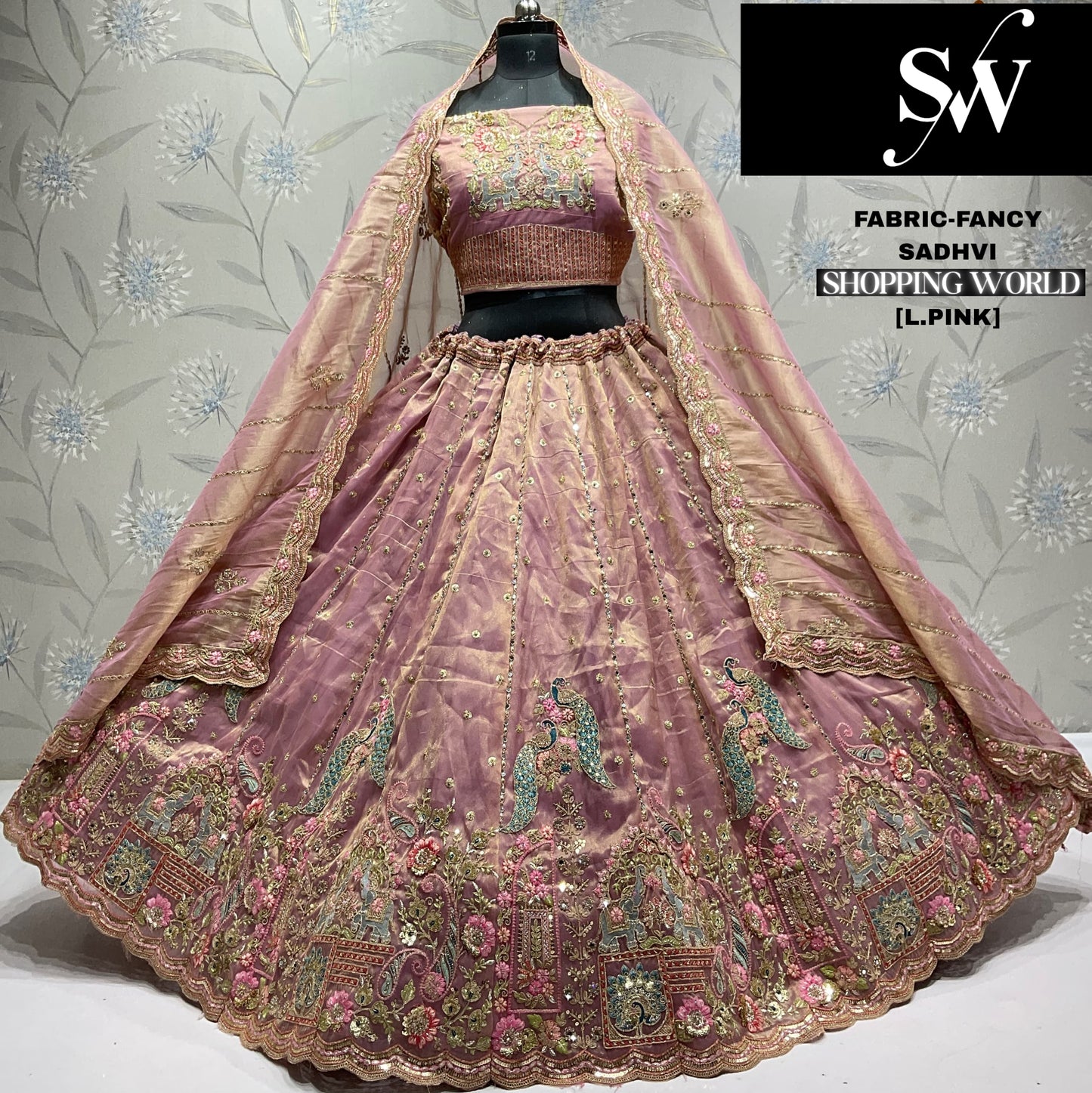 Elegant Sky green peacock Fancy Lehenga
