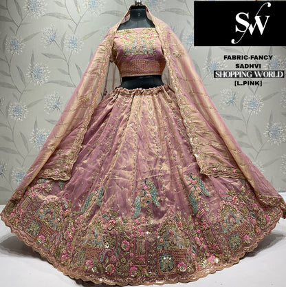 Elegant Sky green peacock Fancy Lehenga