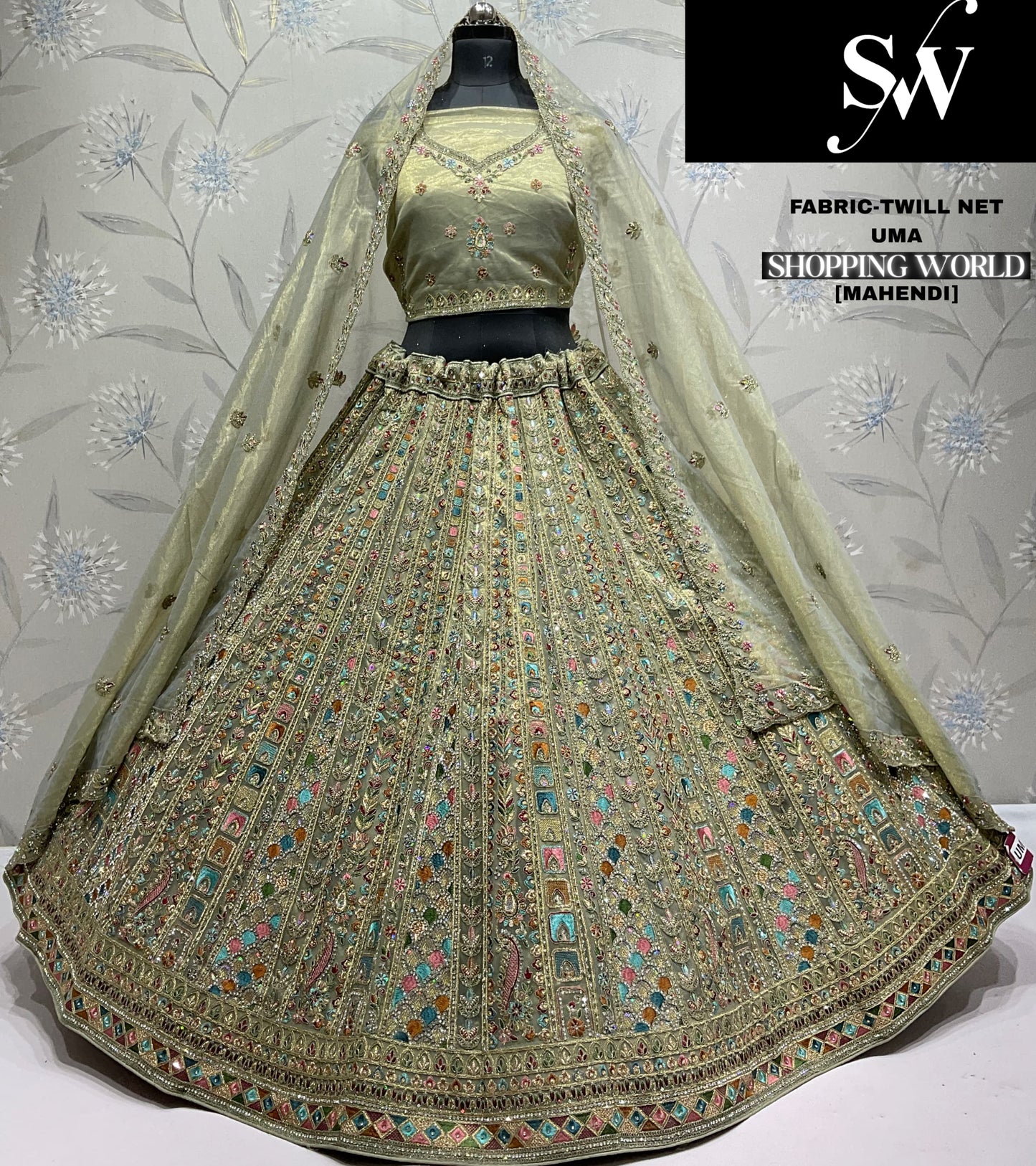 Attractive twill net peach Lehenga