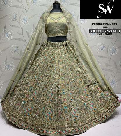 Attractive twill net peach Lehenga