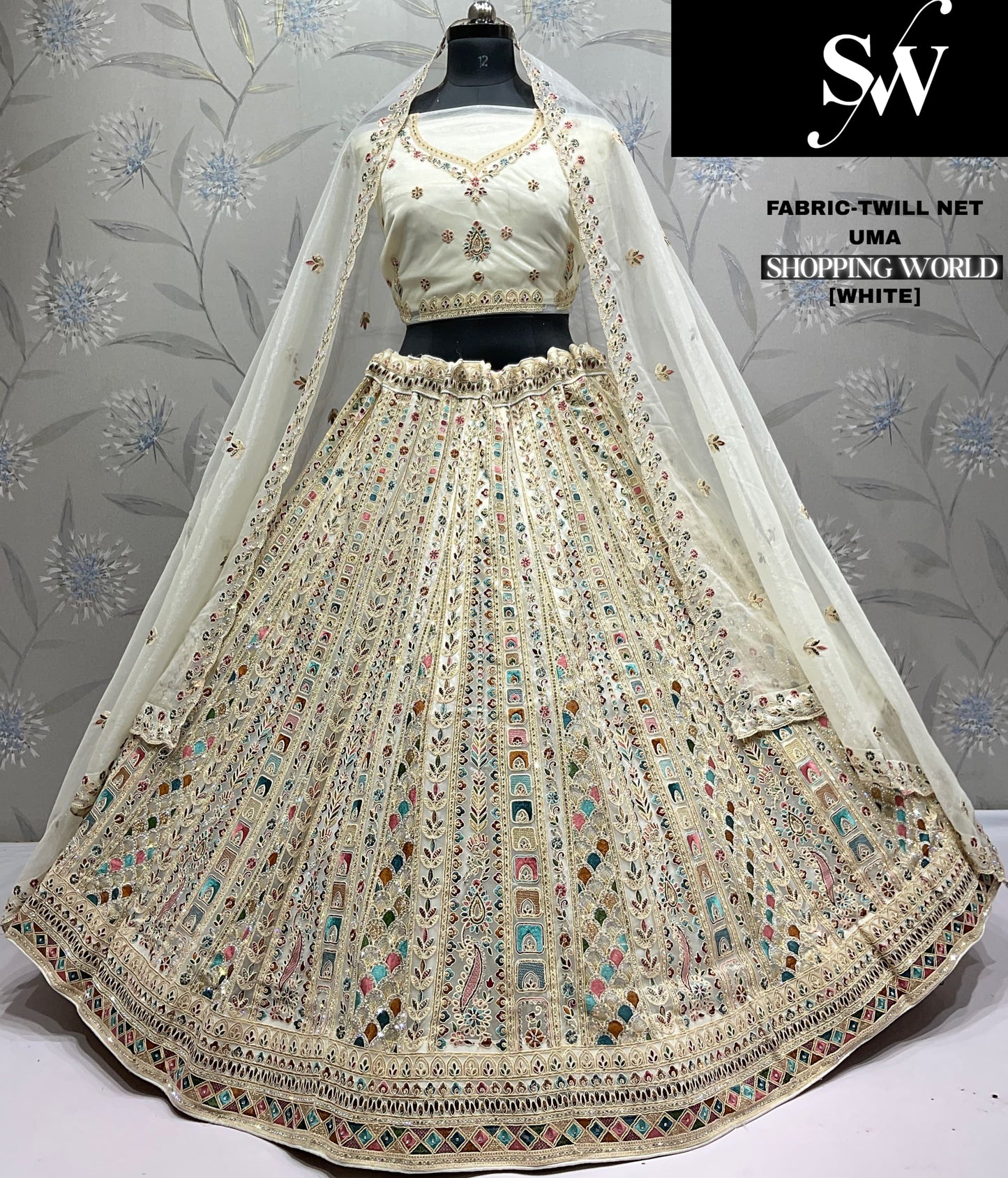 Attractive twill net peach Lehenga