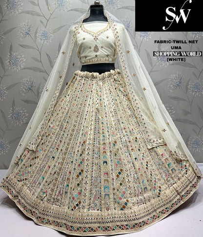 Attractive twill net peach Lehenga