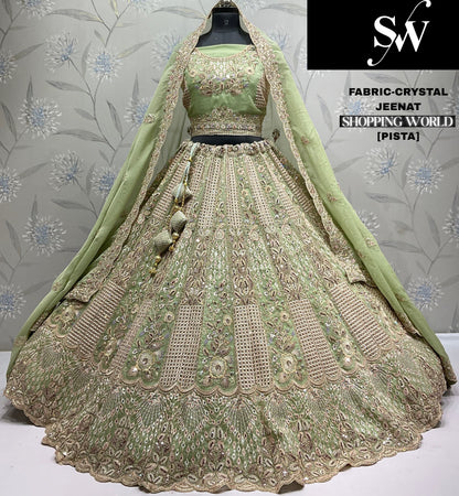 Glamorous pista green Crystal Lehenga