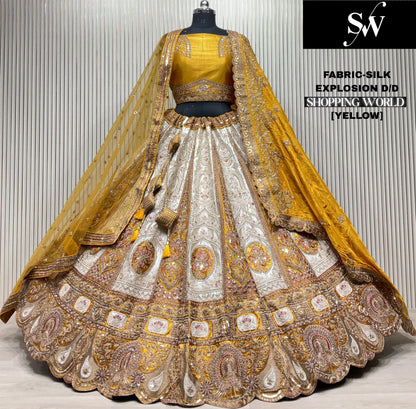 Tremendous pista green white double toneSilk Lehenga