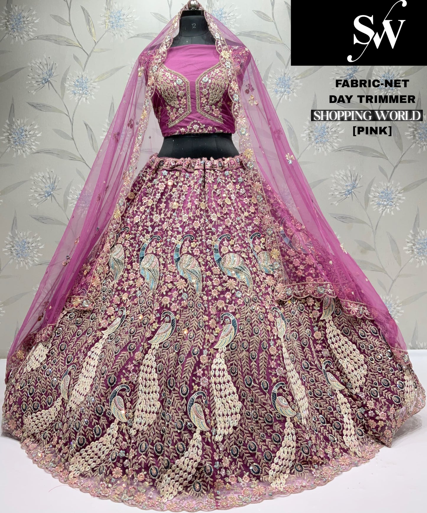 Beautiful mustard yellow Peacock Net Lehenga