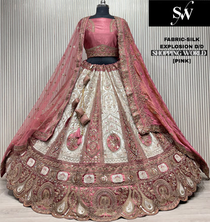 Tremendous pista green white double toneSilk Lehenga