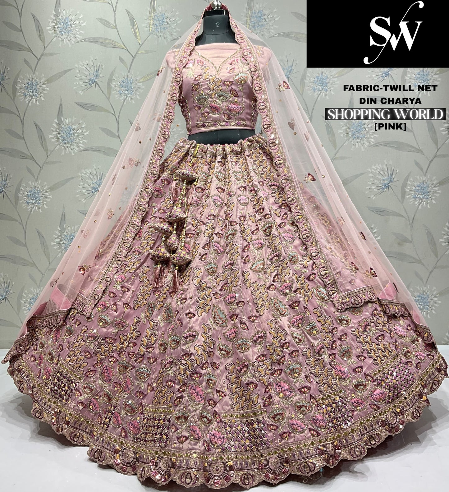 Gorgeous Mustard yellow Twill Net Lehenga