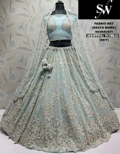 Pretty Sky blue Net Lehenga