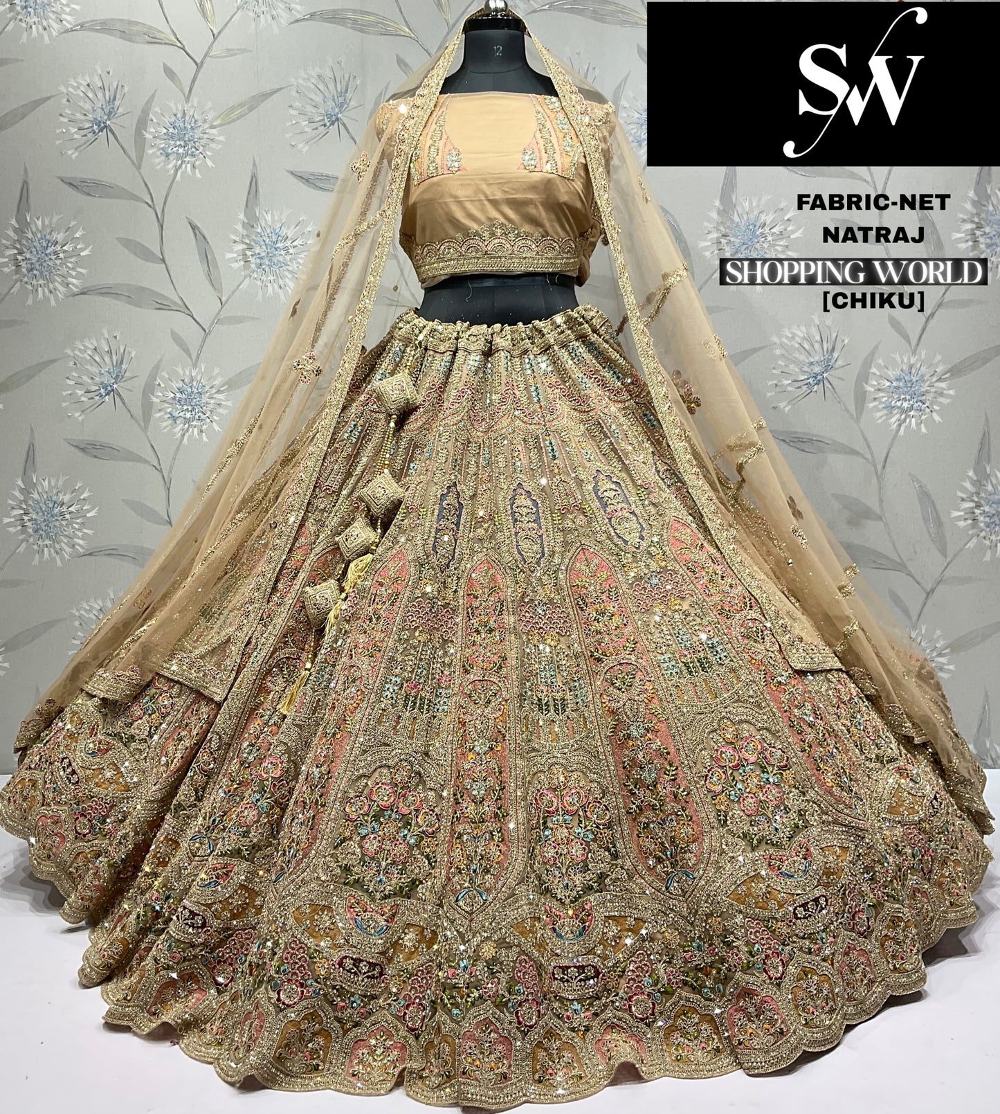 Majestic Mustard Net Lehenga