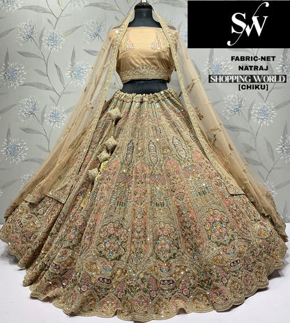 Majestic Mustard Net Lehenga