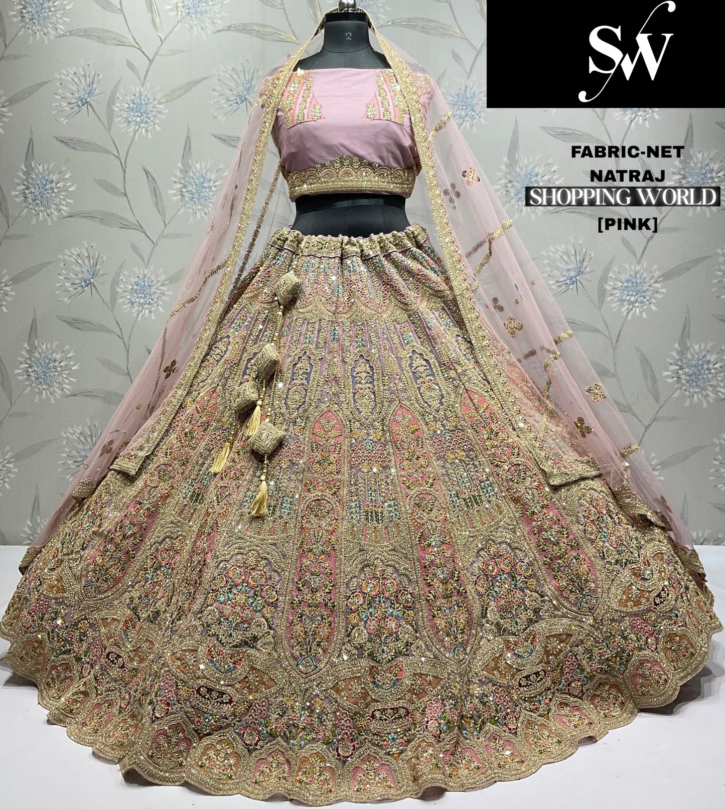 Majestic Mustard Net Lehenga