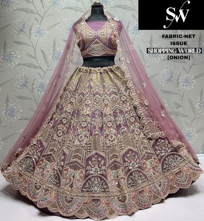 Attractive Sky blue Net Lehenga