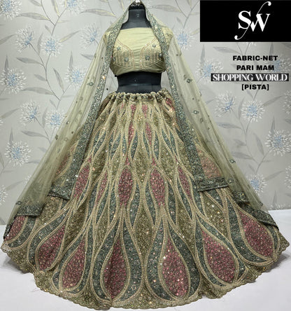 Engaging pink Net Lehenga