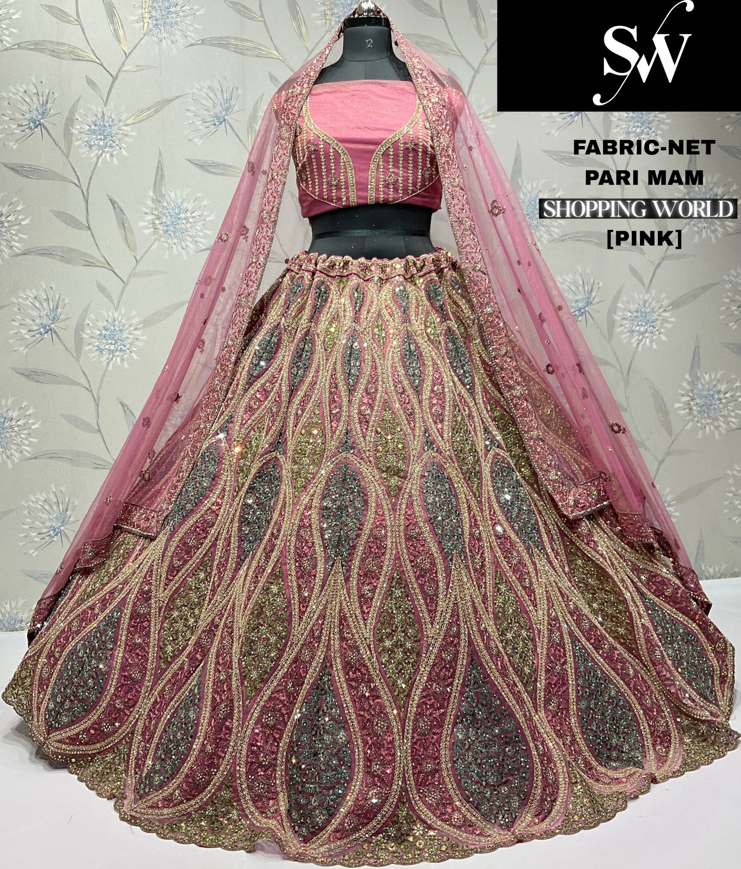 Engaging pink Net Lehenga