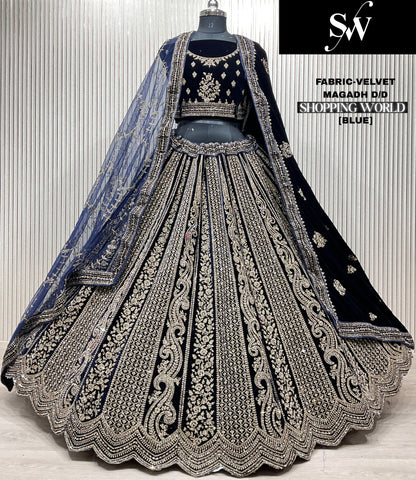 Pleasing light maroon Double Duptta Velvet bridal Lehenga