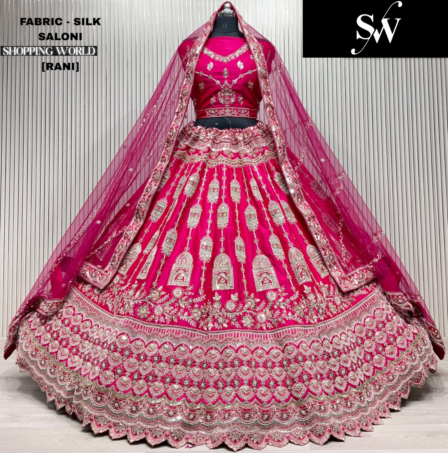 Awesome red Double Duptta Silk bridal Lehenga