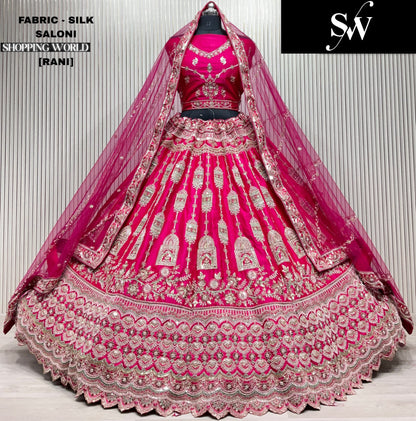 Awesome red Double Duptta Silk bridal Lehenga