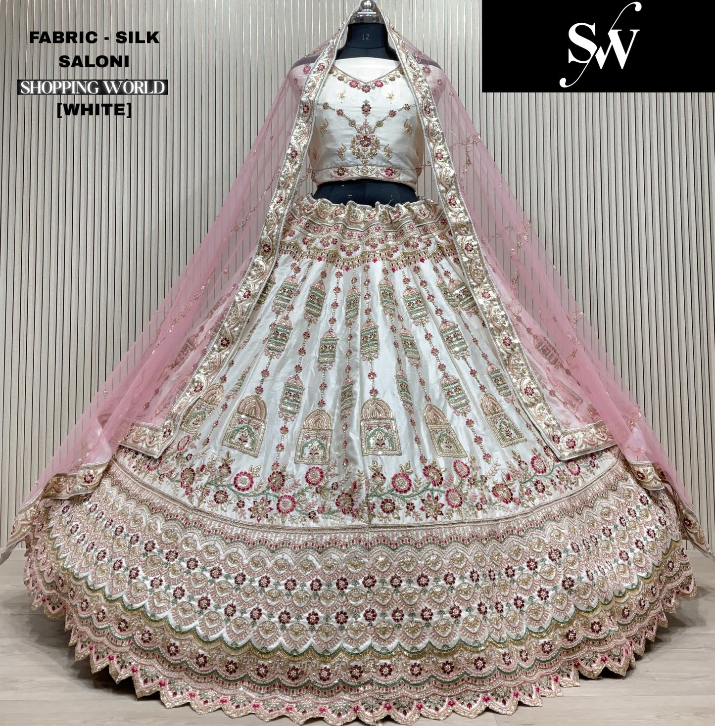 Awesome red Double Duptta Silk bridal Lehenga