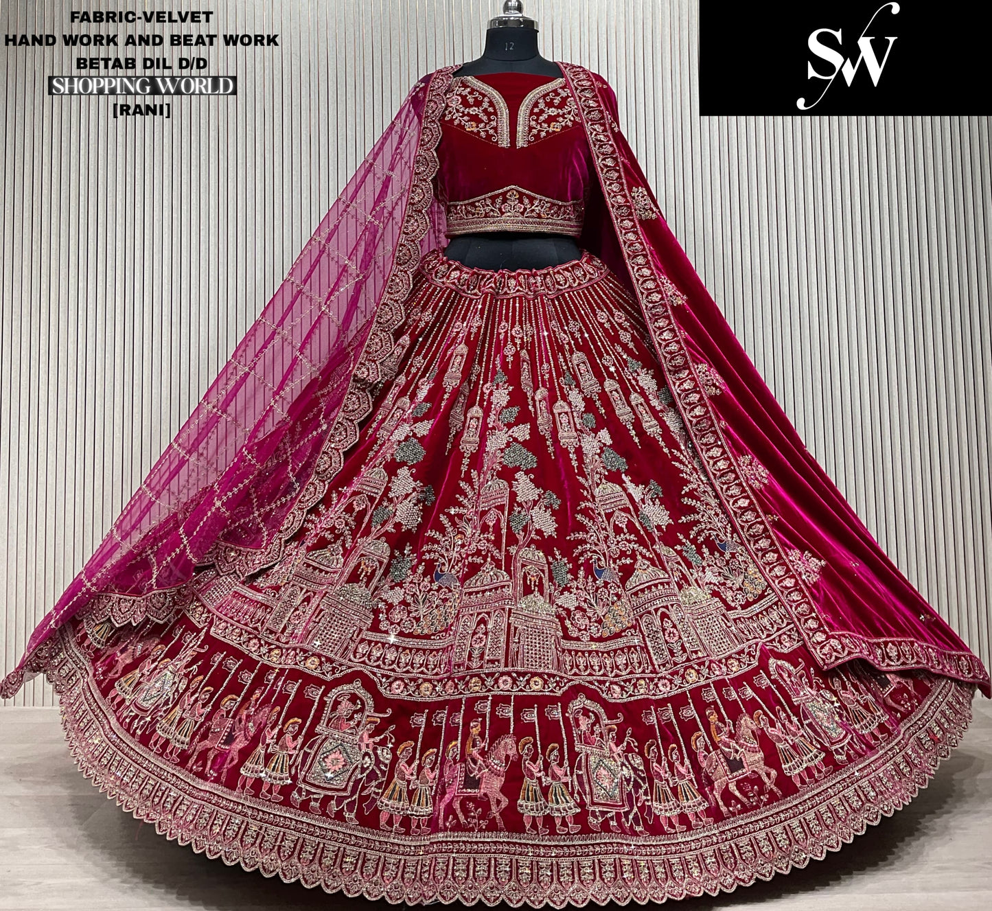 Charming Rani pink Doli barat Double Duptta Silk bridal Lehenga