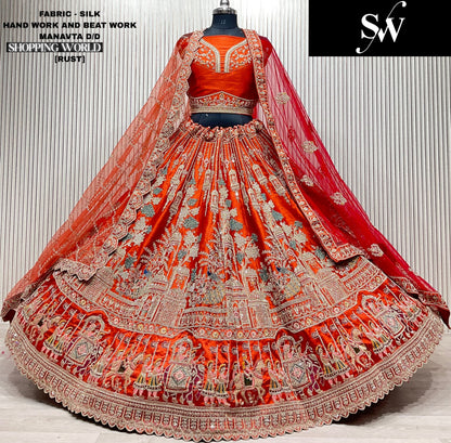 Charming Rani pink Doli barat Double Duptta Silk bridal Lehenga