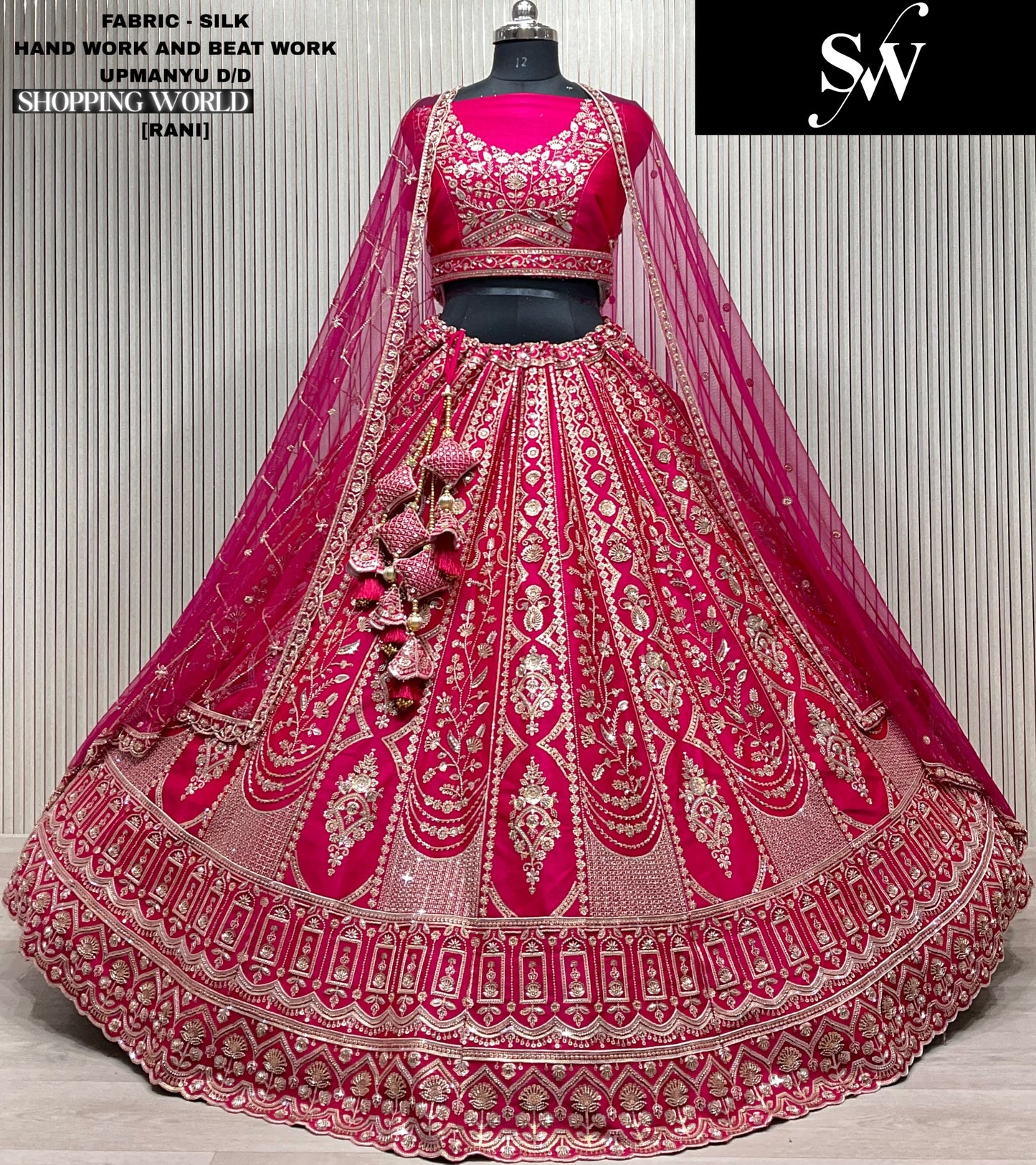Attractive red Double Duptta Silk bridal Lehenga