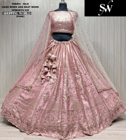 Attractive red Double Duptta Silk bridal Lehenga