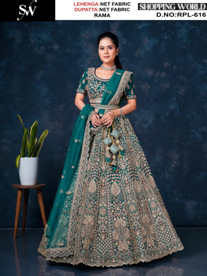 Elegant Maroon Net Lehenga