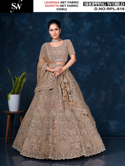 Elegant Maroon Net Lehenga