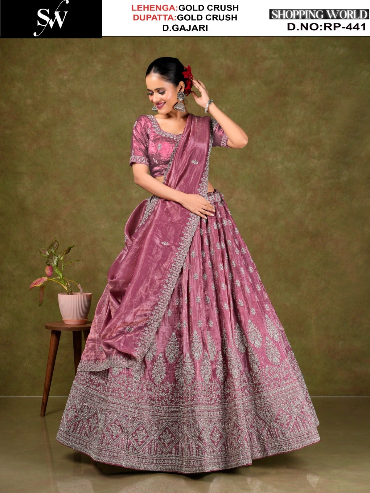 Eye catching pink Gold crush   Lehenga