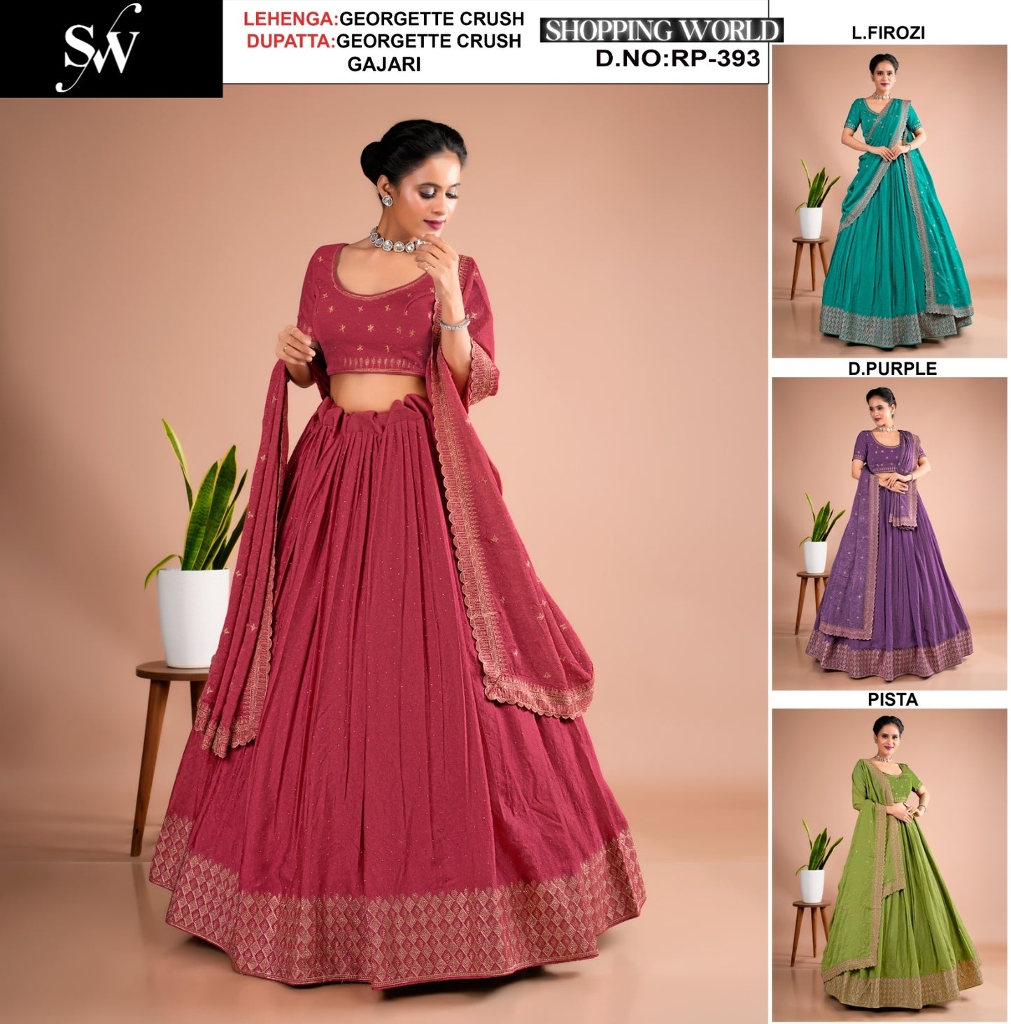 Charming Gajri pink Georgette  Lehenga