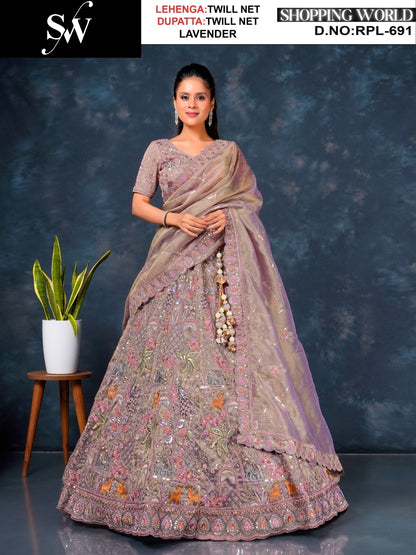 Gorgeous rust peacock Twill Net Lehenga