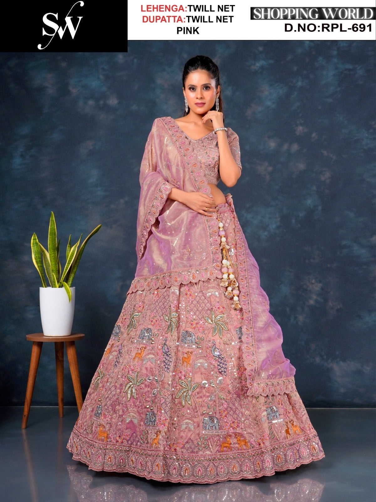 Gorgeous rust peacock Twill Net Lehenga