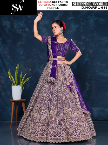 Superb Trendy Red Net Lehenga