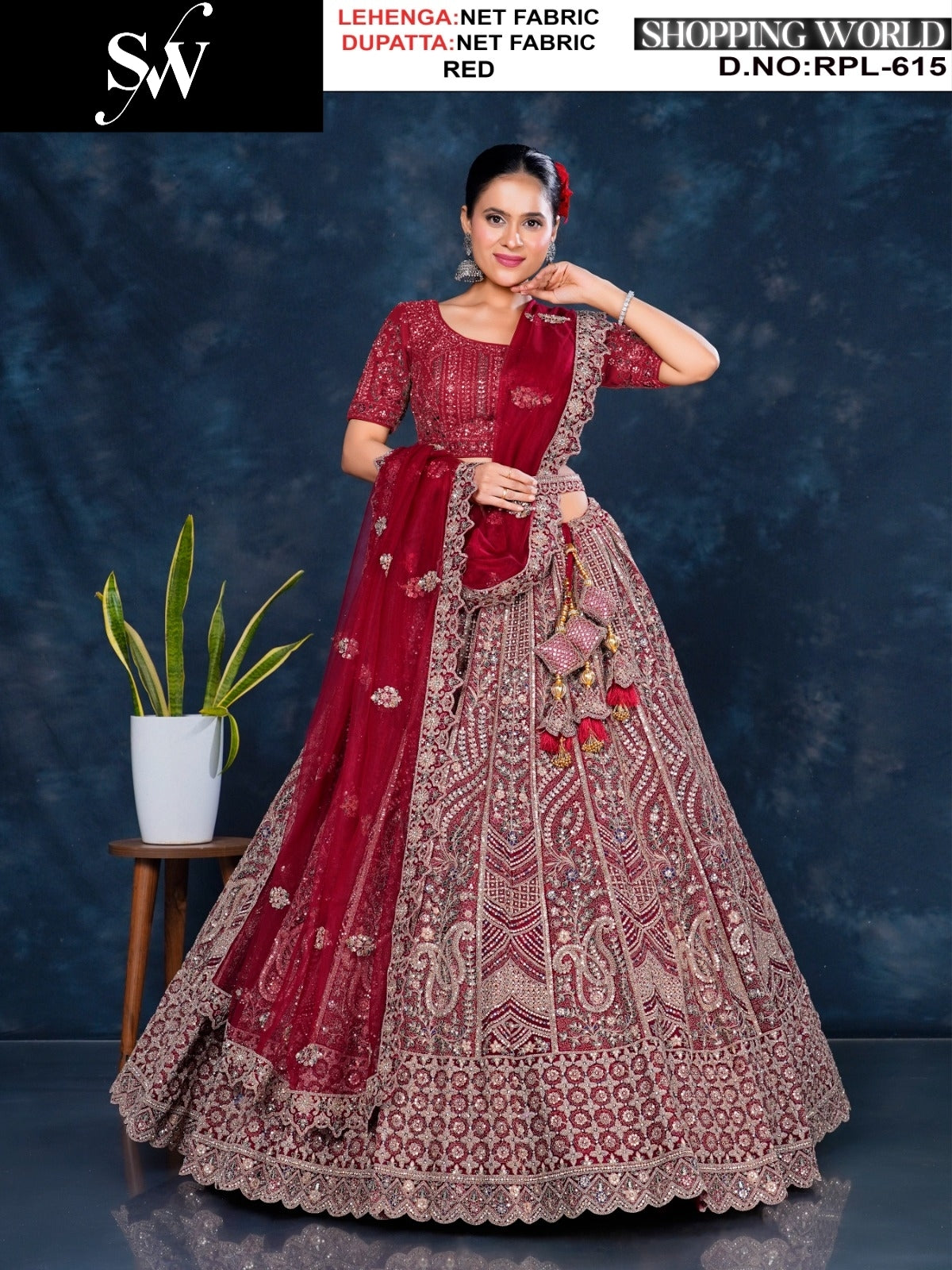 Superb Trendy Red Net Lehenga