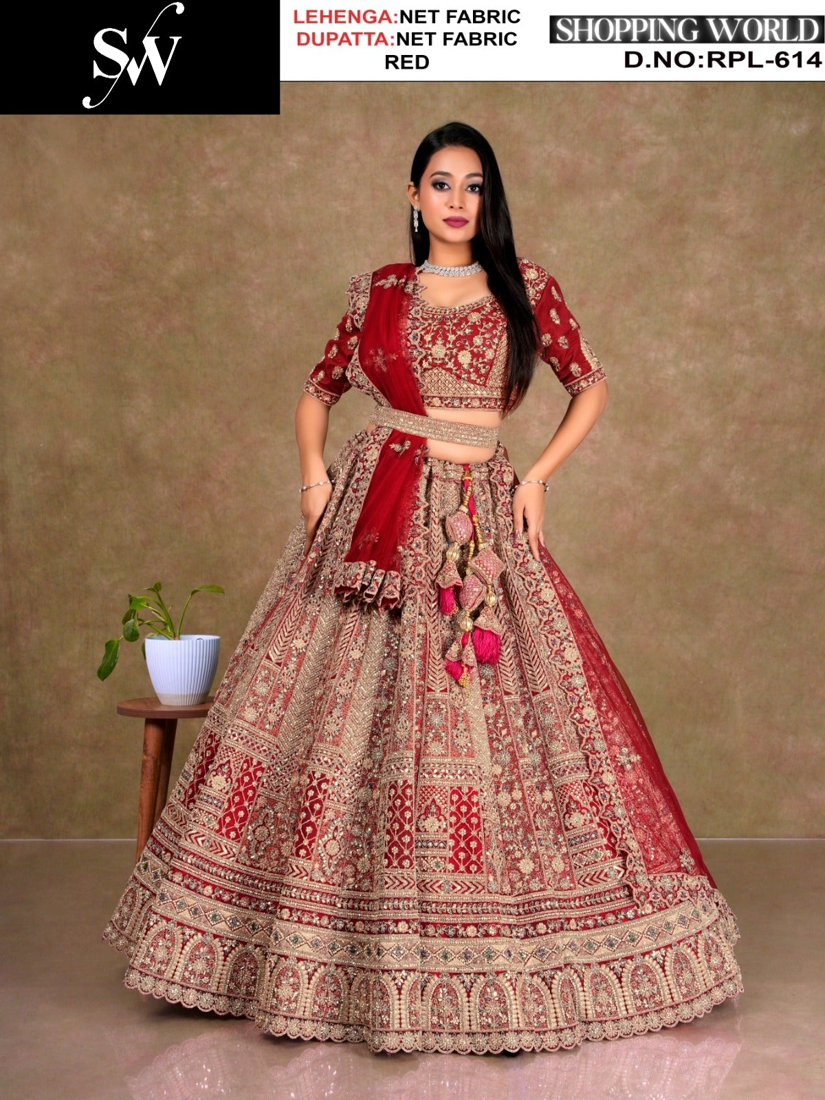 Amazing Red Net Lehenga