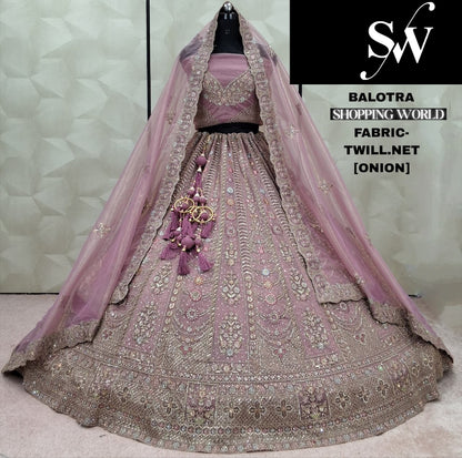 Designer White Twill net Lehenga