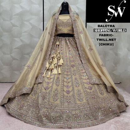 Designer White Twill net Lehenga