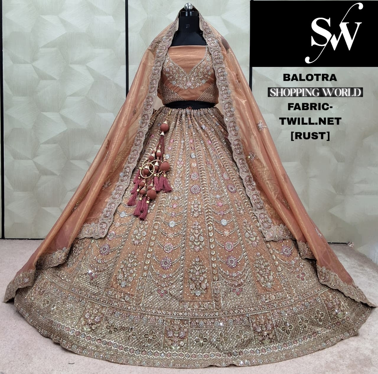 Designer White Twill net Lehenga